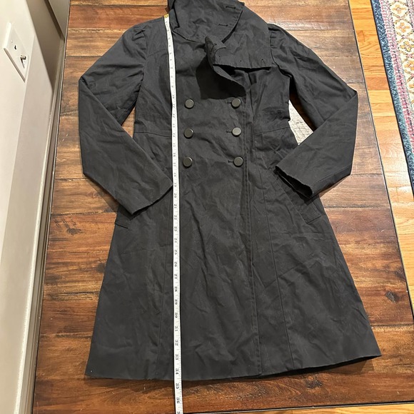 Vaute Couture vegan waxed canvas cotton trench coat jacket in black size XS - Picture 10 of 10